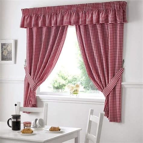 Gingham Kitchen Curtains Red Pelmet 136 x 10: Amazon.co.uk: Kitchen & Home