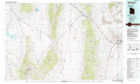 Wendover topographical map 1:100,000, Nevada, USA