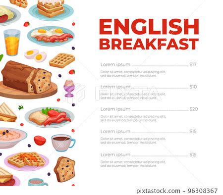 English breakfast menu template. Restaurant or... - Stock Illustration ...