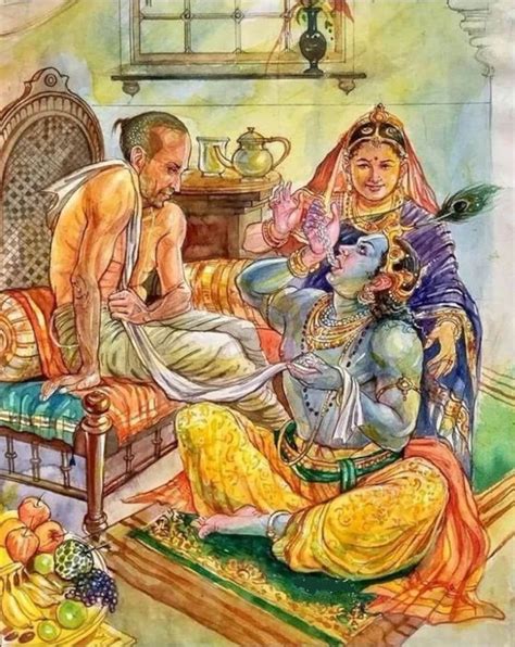 Lord Krishna and Sudama Hand Painted Painting on Canvas without Frame ...