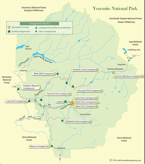 Campground Map of Yosemite National Park