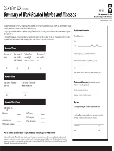 Osha 300 And 300a Printable Form - Printable Forms Free Online