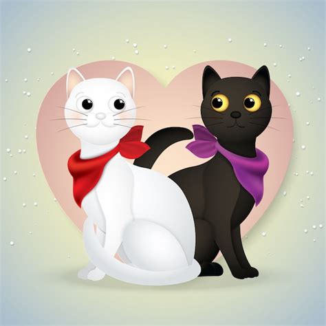 Premium Vector | Cute cartoon, love cat with a big heart.