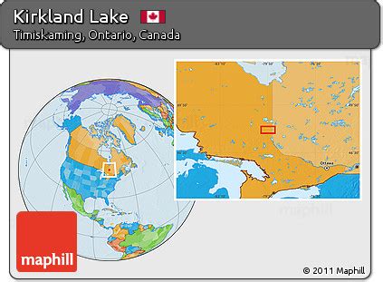 Free Political Location Map of Kirkland Lake