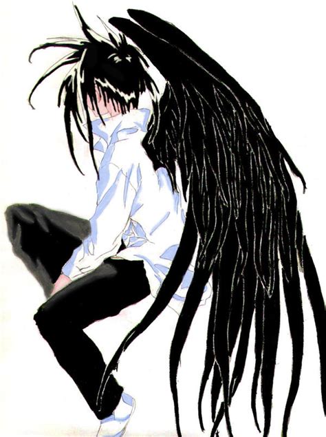 Black Angel Wings Anime Drawing | Images and Photos finder