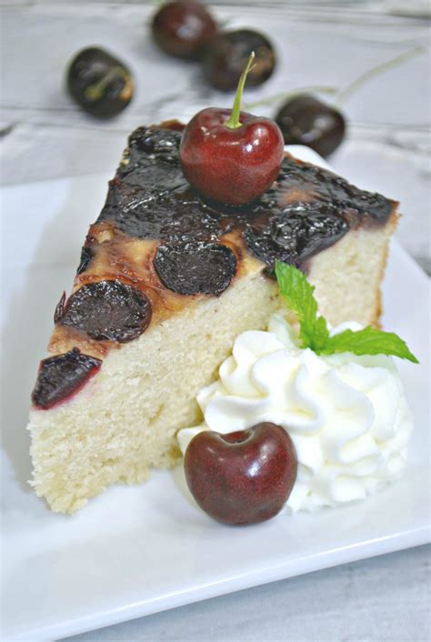 Cherry Upside Down Cake with Homemade Whipped Cream - Real And Quirky