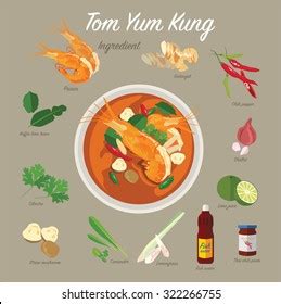 Tom Yum Kung Thai Food Ingredients Stock Vector (Royalty Free ...