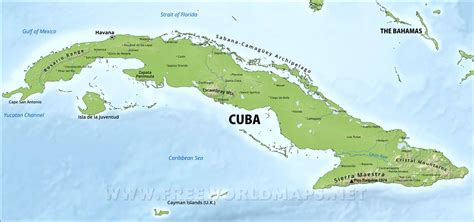 Physical Map Of Cuba - China Map Tourist Destinations