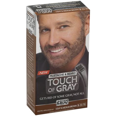 JUST FOR MEN Touch of Gray Hair Color, Mustache & Beard Kit, Light ...