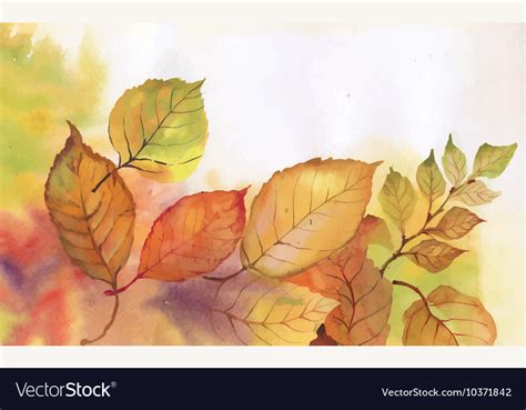 Watercolor background with autumn leaves Vector Image