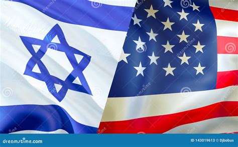 USA and Israel Flags. 3D Rendering Waving Flag Design. USA Israel Flag ...