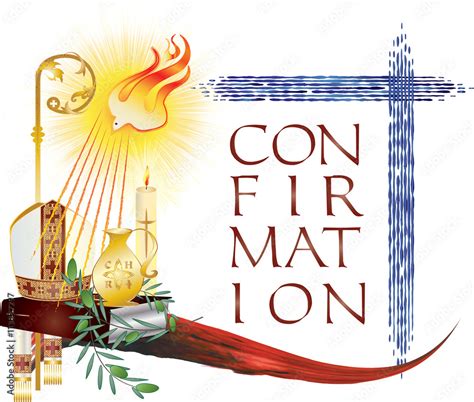 Sacrament of Confirmation, symbolic vector drawing illustration, with ...