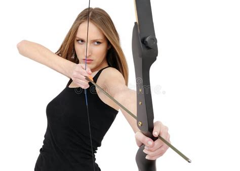 Woman Shooting With Bow And Arrow Stock Photo - Image of archery, arrow ...