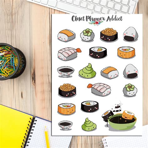 Kawaii Sushi Planner Stickers Sushi Stickers Japanese Food