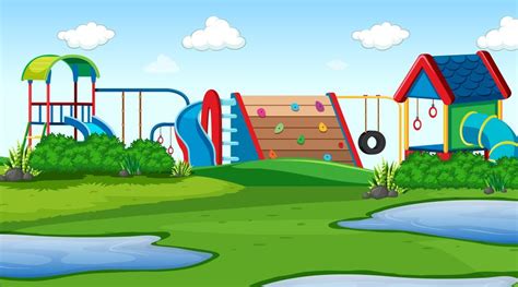 outdoor park playground scene 607377 Vector Art at Vecteezy