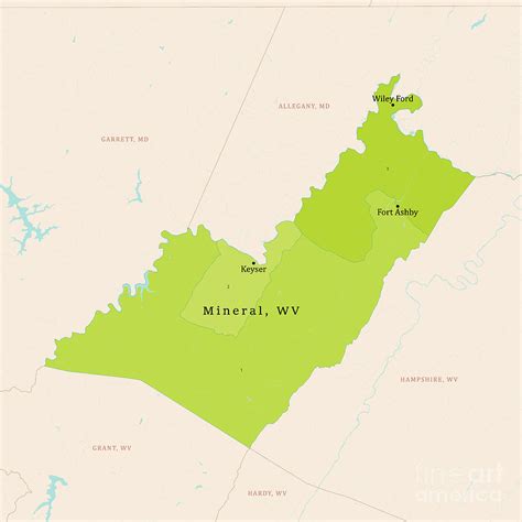 WV Mineral County Vector Map Green Digital Art by Frank Ramspott - Pixels