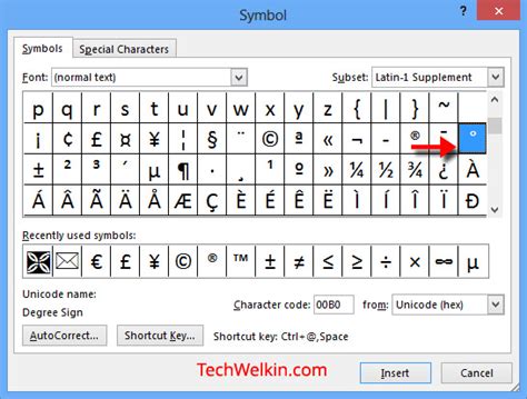 Type ° Degree Symbol in MS Word, HTML, Unicode