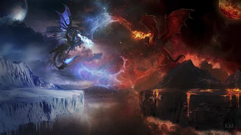 Ice Vs Fire Dragon Fight Wallpaper, HD Fantasy 4K Wallpapers, Images ...