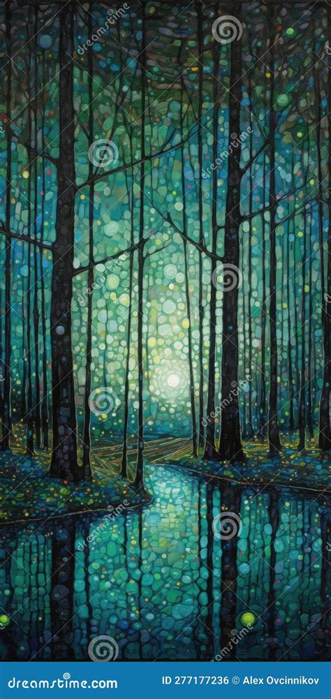 Mystical Forest Landscape Painting for Wall Art. Stock Illustration ...