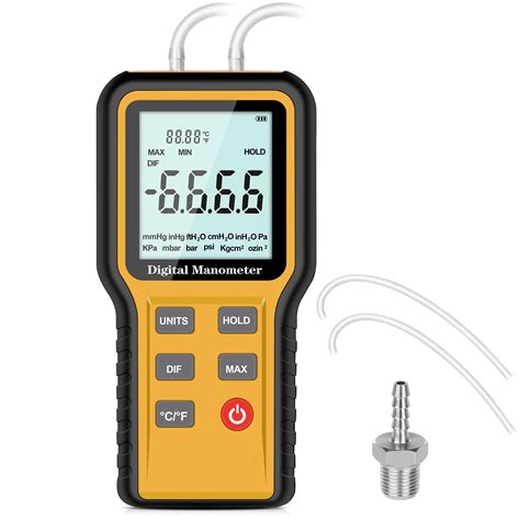 Buy Manometer, Professional Air Pressure Meter, Dual-Port HVAC Digital ...