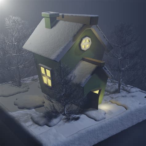 ArtStation - Snowy winter house