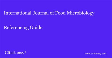 International Journal of Food Microbiology Referencing Guide ...