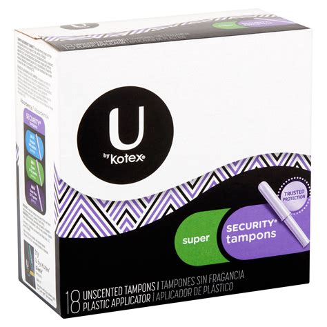 U by Kotex Security Tampons, Super Absorbency, Unscented, 18 Ct ...