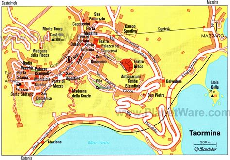 Taormina Map - Attractions | Taormina, Taormina sicily, Sicily travel