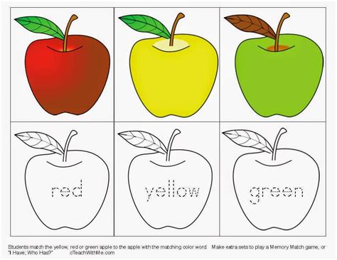 Apple Color Word Matching Game - Classroom Freebies