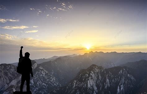 Huashan Dongfeng Mountain Climbing View Sunrise Background, Chaoyang ...