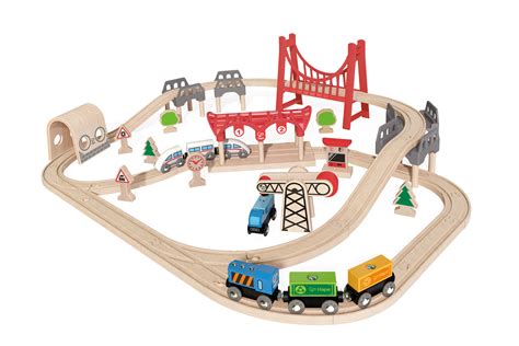 HAPE E3712 Double Loop Railway Set Wooden Train Pretend Play Children ...