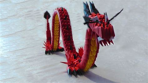 3D origami red Chinese dragon tutorial (instruction) - YouTube