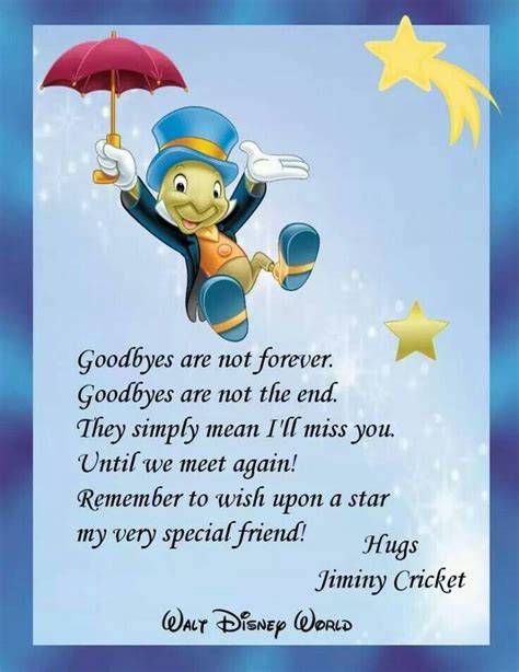 Good byes are not forever | Goodbye quotes, Jiminy cricket, Goodbyes ...