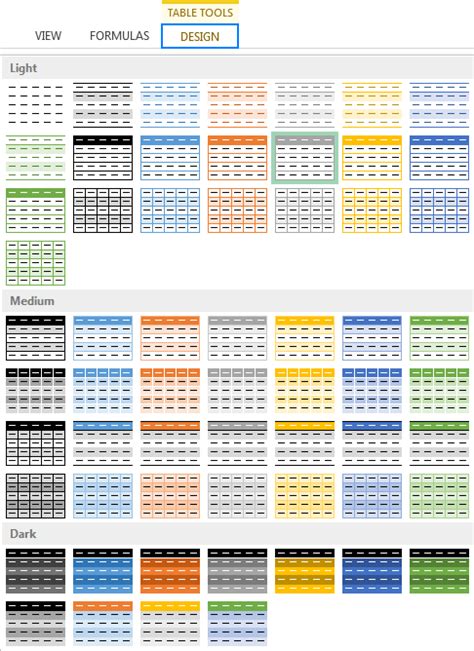 How to change Excel table styles and remove table formatting