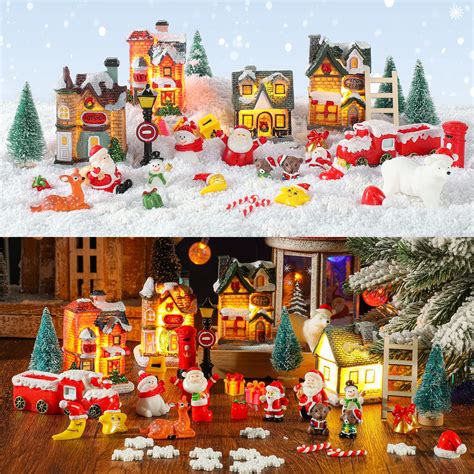 Buy 44 Pieces Christmas Light up Village Houses LED Lights Christmas ...