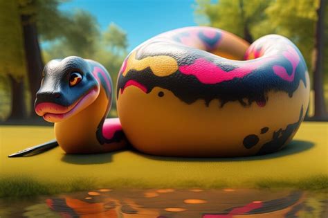 Premium AI Image | A fat big colorful snake cartoon illustration ...