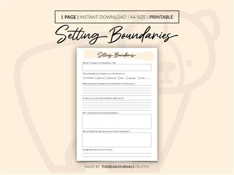 Setting Boundaries Worksheet Setting Personal Boundaries - Etsy Australia