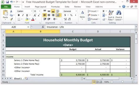 Free Household Budget Template For Excel