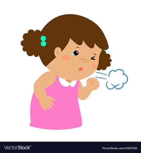 Little girl coughing cartoon Royalty Free Vector Image