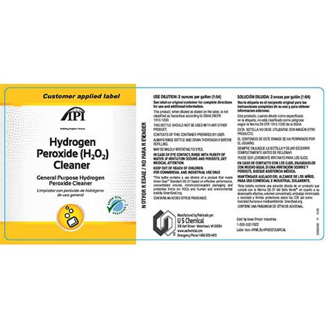 LABEL HYDROGEN PEROXIDE (H2O2) CLEANER - Iowa Prison Industries