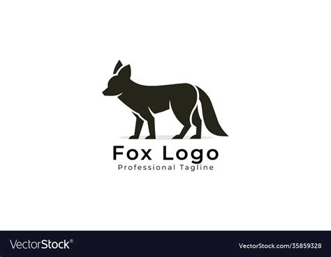 Walking fox logo design black and white sid Vector Image