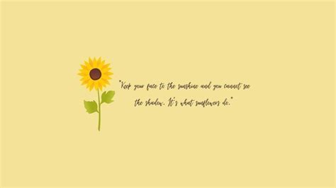 Yellow Sunflower Laptop Wallpaper with Inspirational Quote