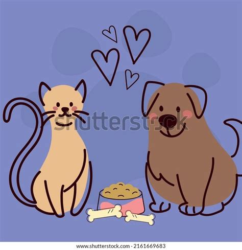 Funny Cat Dog Pets Food Stock Vector (Royalty Free) 2161669683 ...