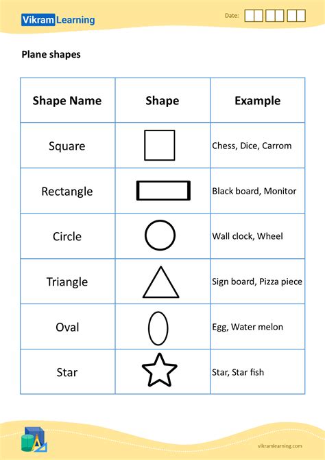 Download plane shapes worksheets | vikramlearning.com