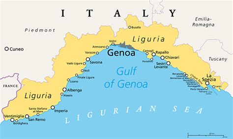 Liguria And The Italian Riviera The Ligurian Riviera Political Map ...