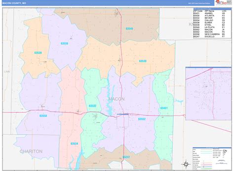 Macon County, MO Wall Map Color Cast Style by MarketMAPS - MapSales.com