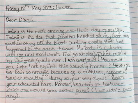 Writing A Diary Entry Year 1985