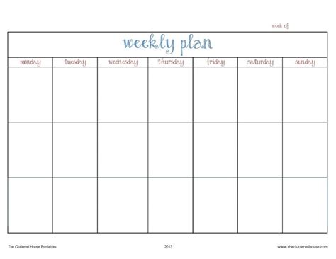 4 Week Calendar Template | Free printable weekly calendar, Weekly ...