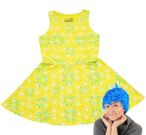 Disney Inside Out Joy Skater Dress and Wig Costume Set - Walmart.com