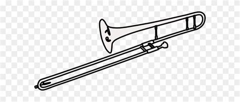 Trombone Clipart Black And White - Line Art - Free Transparent PNG ...